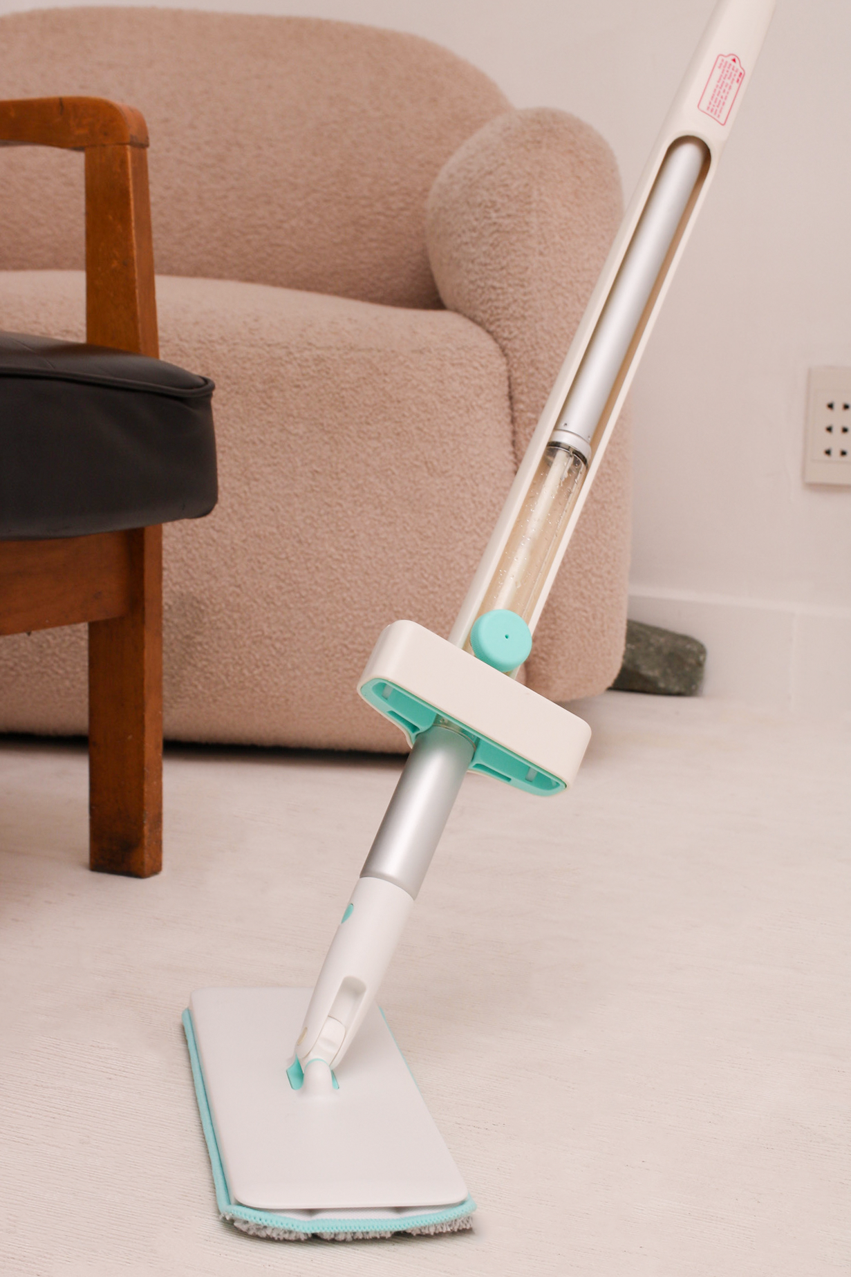 MyJae Spray Magic Fiber Mop | Self Wringing Flat Mop | Hand Free Washing Mop for Hardwood, Laminate, Tile Floor Cleaning | 2 PCS Microfiber Pads