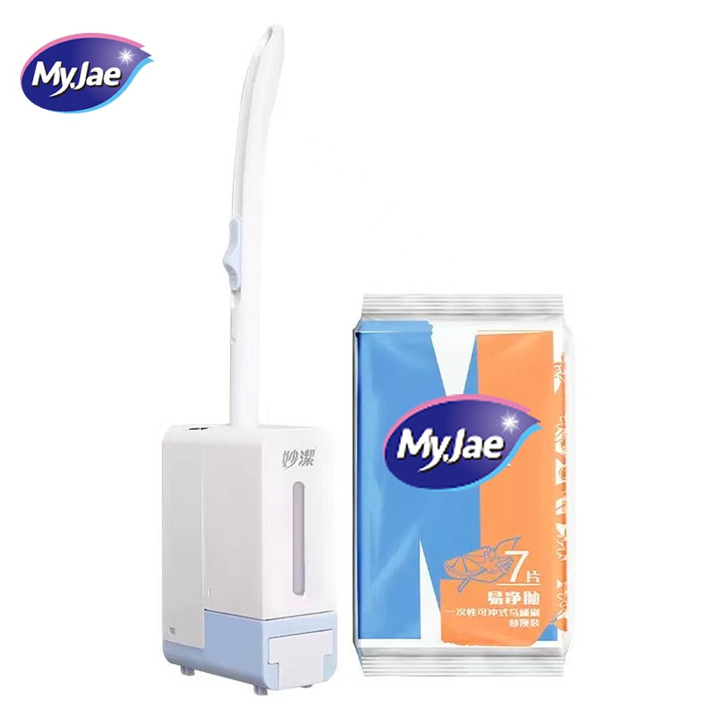 MyJae Flushable Toilet Brush | 7PCS 14PCS 49PCS Flushable Refills | Wall Mounted Toilet Bowl Brush Holder Set