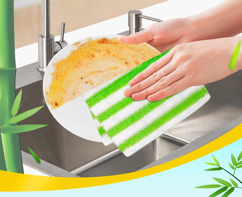 MyJae Banboo Fiber | Counter Mop | Dishwashing Cloth | Detergent Free | Pack of 3